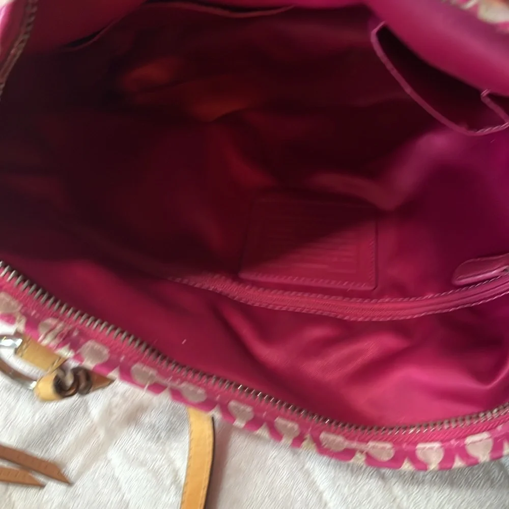 COACH Op Art Jacquard Pink Two Way Shoulder Bag and Crossbody Combo - Picture 13 of 16